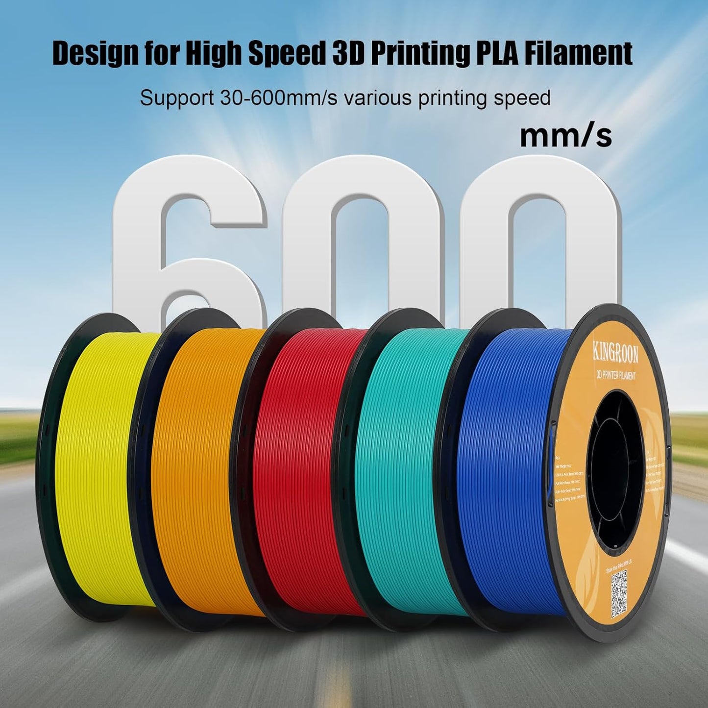 High Speed PLA 3D Printer Filament 1.75Mm, 3D Printer Rapid Filament for 30-600Mm/S Hyper Printing Filament, Dimensional Accuracy +/- 0.03 Mm, 1Kg Plastic Spool(2.2Lbs) (Black)