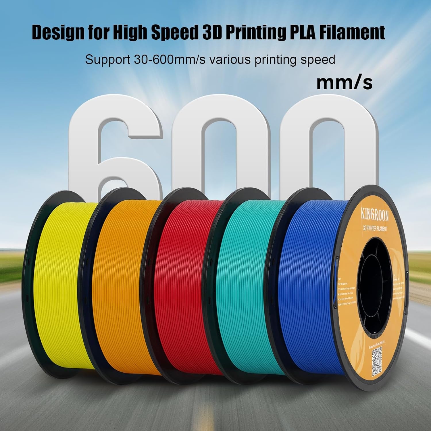 High Speed PLA 3D Printer Filament 1.75Mm, 3D Printer Rapid Filament for 30-600Mm/S Hyper Printing Filament, Dimensional Accuracy +/- 0.03 Mm, 1Kg Plastic Spool(2.2Lbs) (Black)