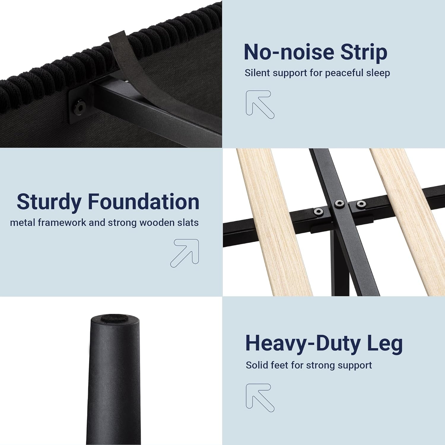 Queen Size Upholstered Bed Frame with Vertical Channel Tufted Headboard, Soft Corduroy Fabric Platform Bed, Strong Wooden Slats Support, Easy Assembly, No Box Spring Needed, Black