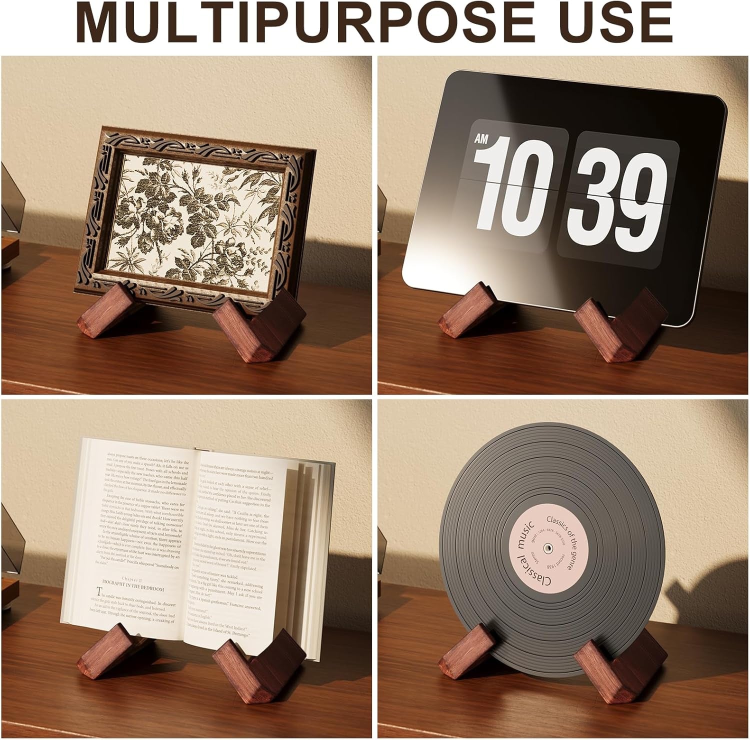 Now Playing Vinyl Record Stand, Single Wood Vinyl Record Display, 1 Second Assemble Now Spinning Stands, LP Player Accessories, Wooden Album Stand, Plate Holders for Displaying, Gifts for Record Lover