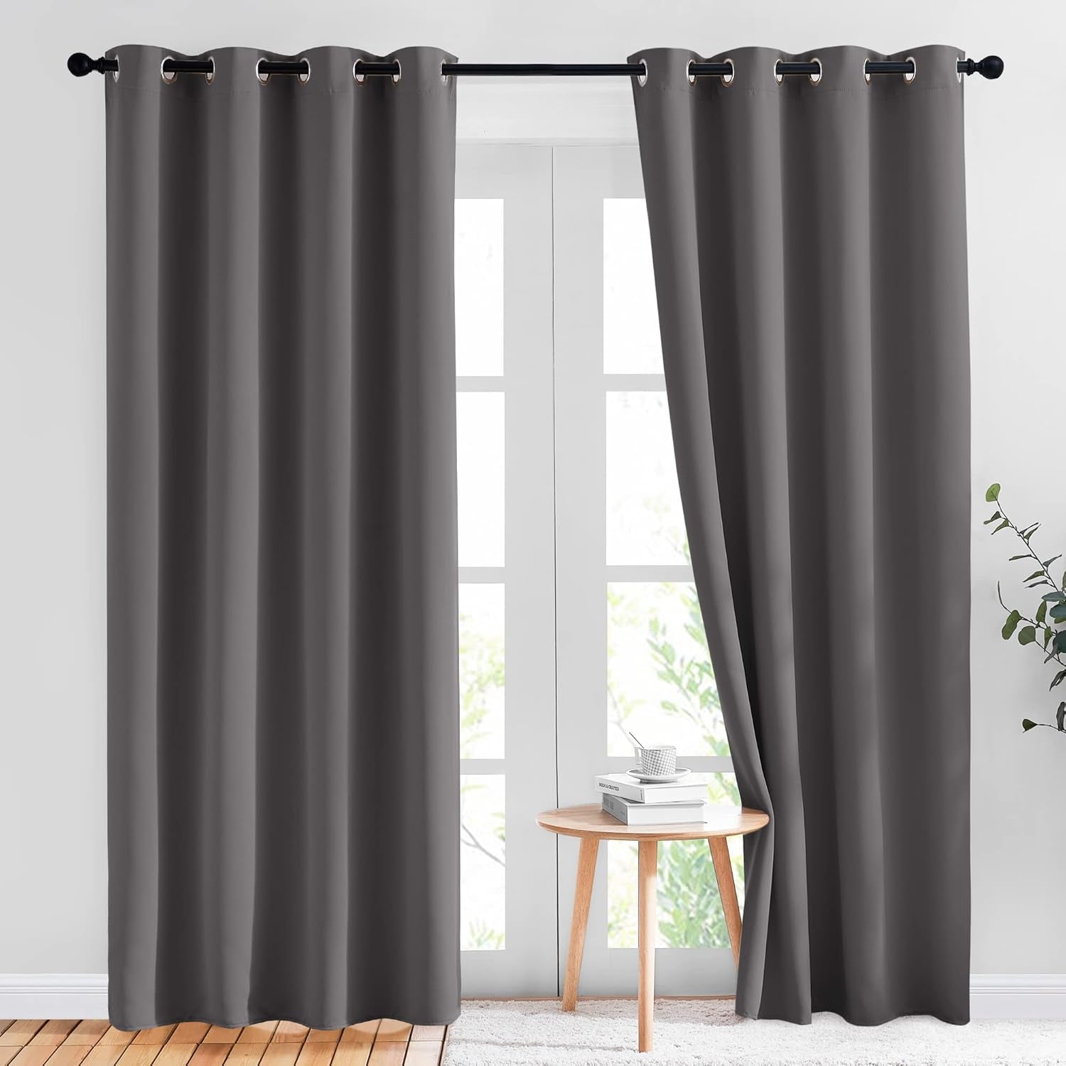 Gray Blackout Curtains for Bedroom 84 Inches Long - Thermal Drapes Grommet Room Darkening Light Blocking Curtains Window Treatments for Living Room (2 Panels, W52 X L84, Grey)