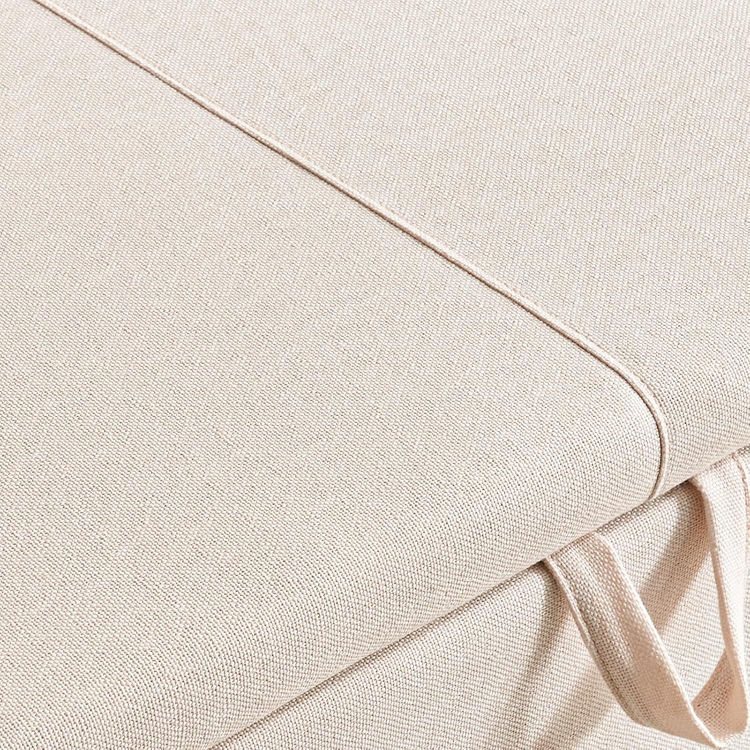 Storage Ottoman Bench for Bedroom, Upholstered End of Bed Bench with Solid Wood Legs Modern Shoe Storage Bench Indoor Bench for Living Room Entryway Bench Furniture,Beige, Linen