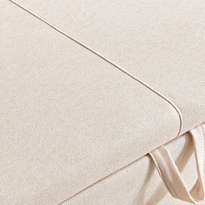 Storage Ottoman Bench for Bedroom, Upholstered End of Bed Bench with Solid Wood Legs Modern Shoe Storage Bench Indoor Bench for Living Room Entryway Bench Furniture,Beige, Linen