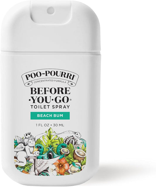 Before-You-Go Pocket Toilet Spray, Travel Essentials, Beach Bum, 1 Fl Oz, up to 50 Uses, On-The-Go Bathroom Odor Deodorizer with Essential Oils, TSA Approved Size, Coconut Orchid Scent