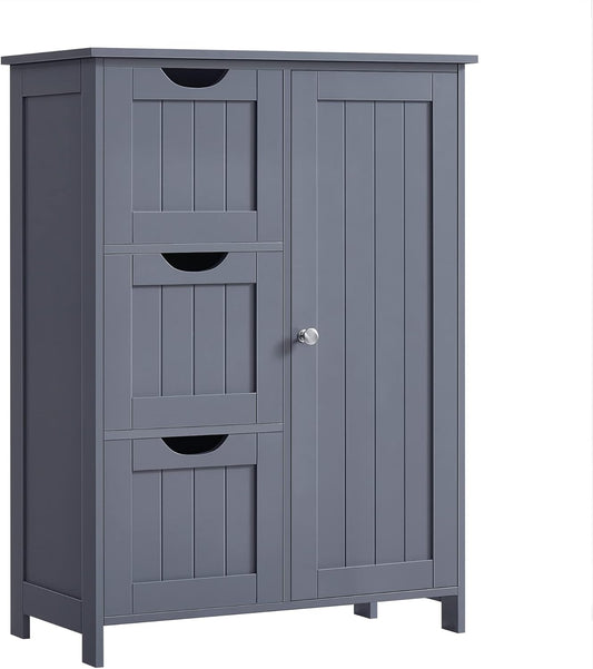 Bathroom Floor Storage Cabinet, Freestanding Bathroom Storage Unit with 3 Drawers, 1 Adjustable Shelf, 11.8 X 23.6 X 31.5 Inches, Slate Gray UBBC049G01