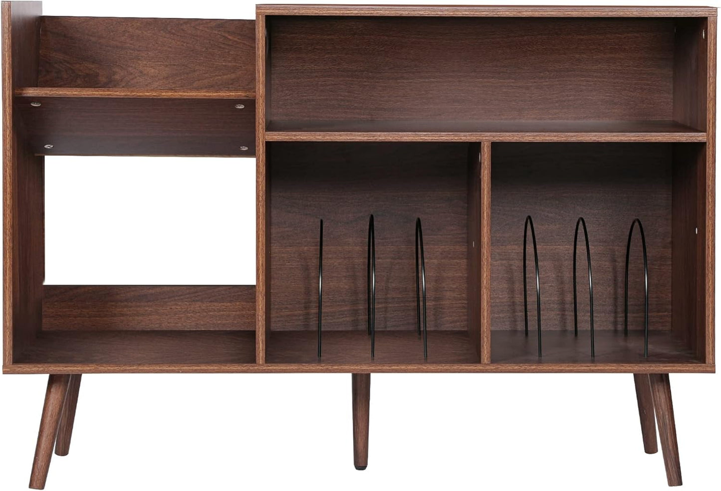 Record Player Stand, Mid-Century Modern Vinyl Record Storage Cabinet Table with Wood Legs, Turntable Stand Record Holder Holds up to 300 Albums for Living Room, Bedroom