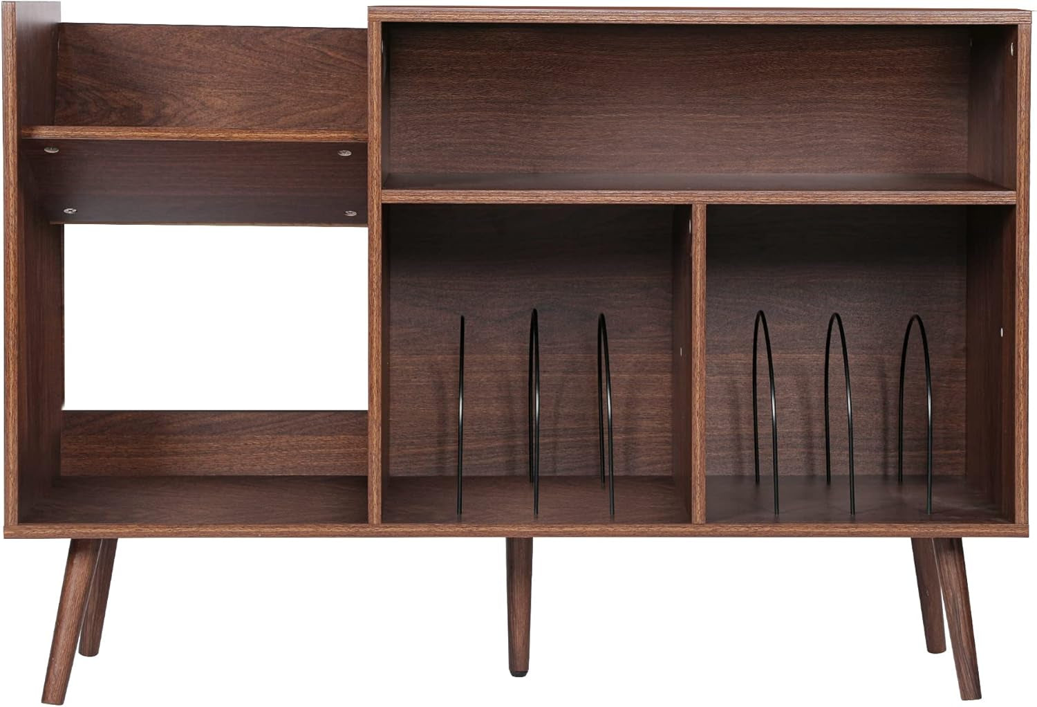 Record Player Stand, Mid-Century Modern Vinyl Record Storage Cabinet Table with Wood Legs, Turntable Stand Record Holder Holds up to 300 Albums for Living Room, Bedroom
