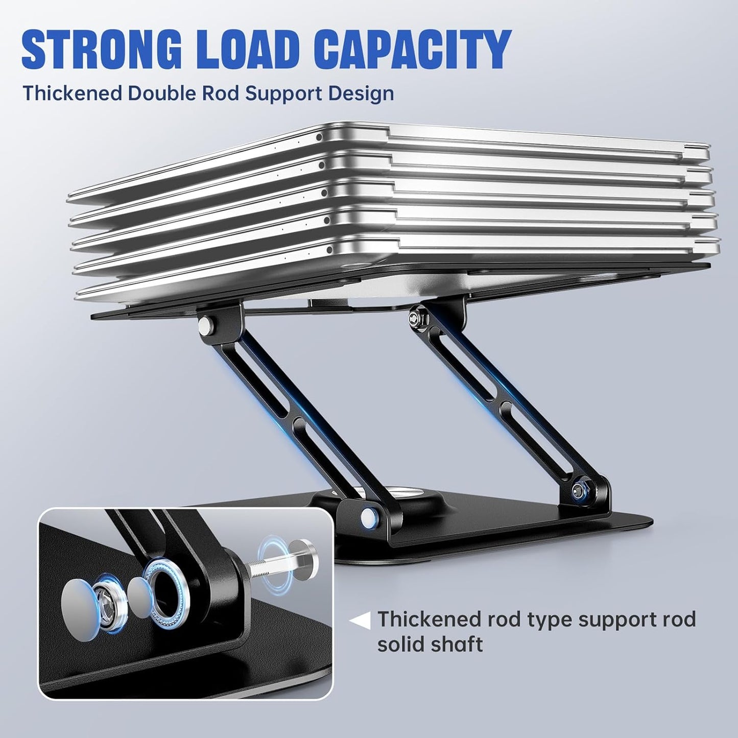 Laptop Stand for Desk, Adjustable Computer Stand with 360° Rotating Base, Ergonomic Laptop Riser for Collaborative Work, Foldable & Portable Laptop Stand, Fits for All 10-16" Laptops