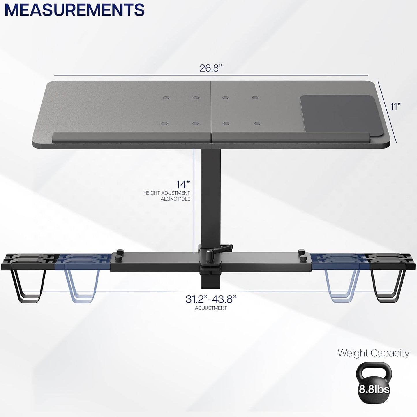 Universal Wooden Laptop Treadmill Desk, Adjustable Ergonomic Notebook Mount Stand for Treadmills, Includes Mouse Pad and Wrist Support, Stand-Tdml4