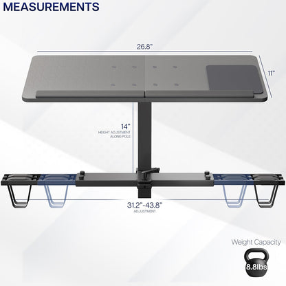Universal Wooden Laptop Treadmill Desk, Adjustable Ergonomic Notebook Mount Stand for Treadmills, Includes Mouse Pad and Wrist Support, Stand-Tdml4