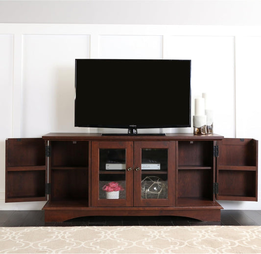 Traditional Wood Universal TV Stand with Storage Cabinets for Tv'S up to 65" Living Room Entertainment Center, 44 Inch, Traditional Brown