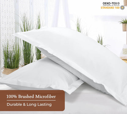 Pillow Shams 2 Pack King Size 20X36 Inch - Brushed 1800 Microfiber - Bed Pillow Shams, Wrinkle Resistant Super Soft and Cozy - Back Overlap Closure - Oxford Pillowcase (King, White)