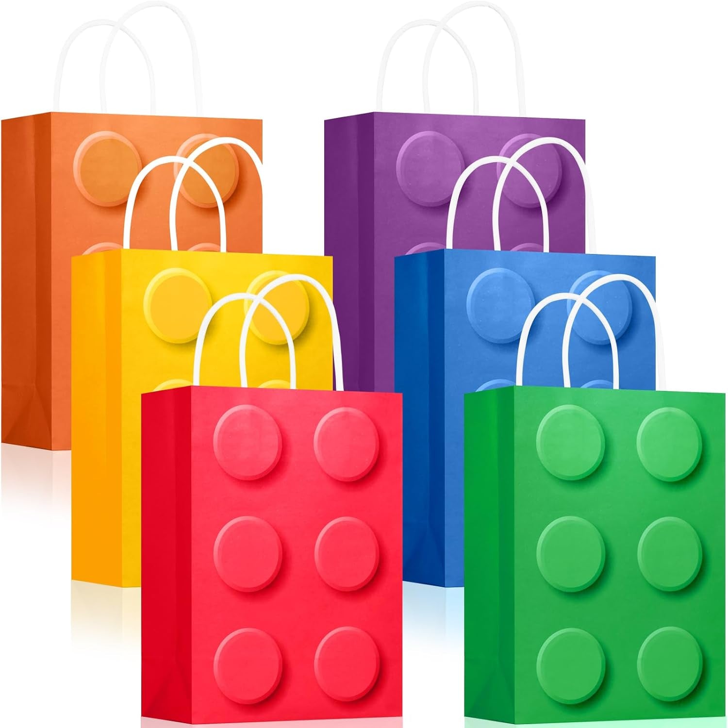 24 PCS Building Block Party-Favor-Gift-Bags, Small Gift Bags with Handles, for Building Block Birthday Party Shower Decoration Supplies