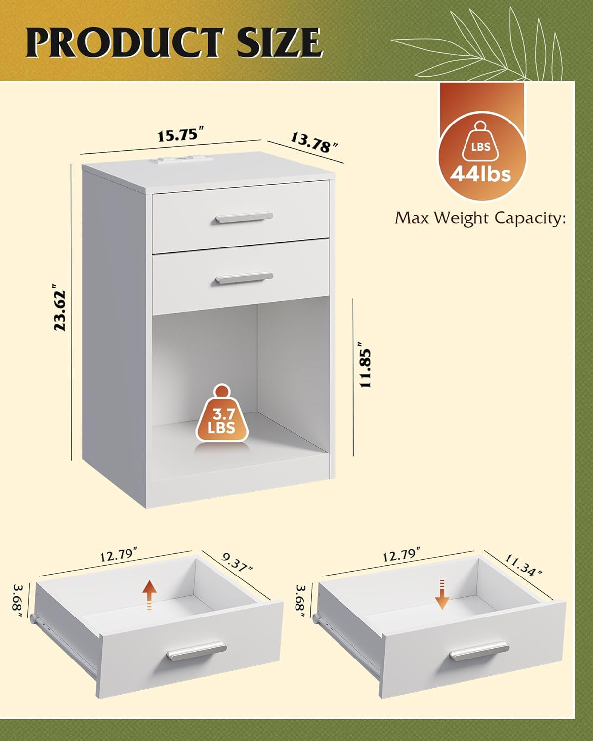 Night Stand Set of 2 with Charging Station, Nightstands with Wood Drawers and Open Shelf, Bed Side Tables Living Room, Bedroom, Modern End Table Set 2, White