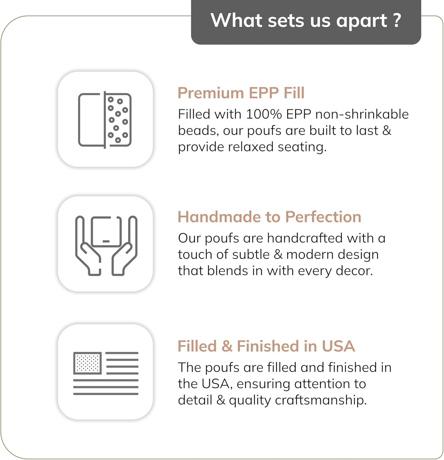 Artisan Crafted Cotton Blend Pouf Ottoman | Versatile Floor Seating & Footstool for Living Room | Modern Boho Home Décor Accent | Filled Pouffe