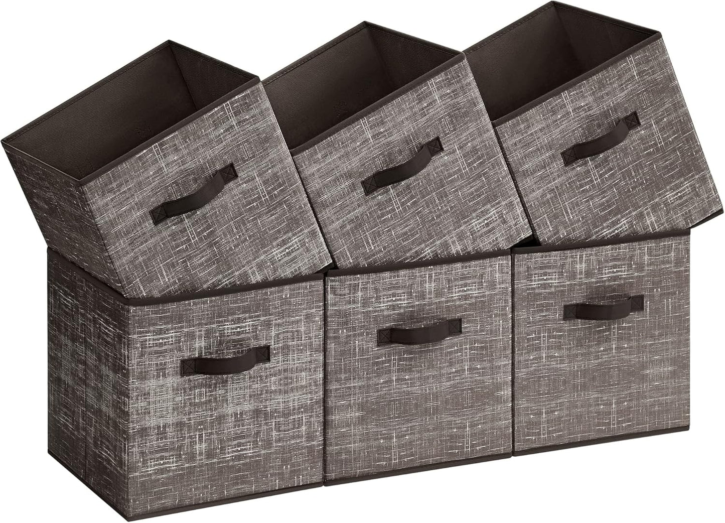 Storage Cubes, 13-Inch Non-Woven Fabric Bins with Double Handles, Set of 6, Closet Organizers for Shelves, Foldable, for Clothes, Cattail Gray UROB033G01