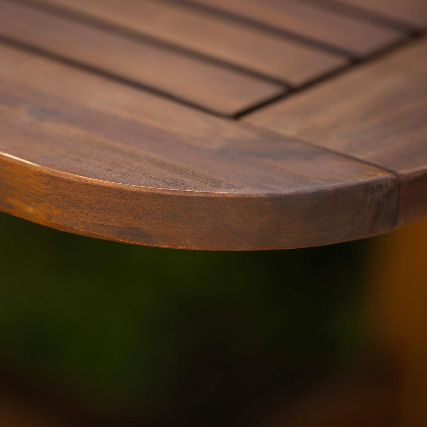 Maui Modern Solid Acacia Wood Slatted Patio Dining Table, 78 Inch, Dark Brown