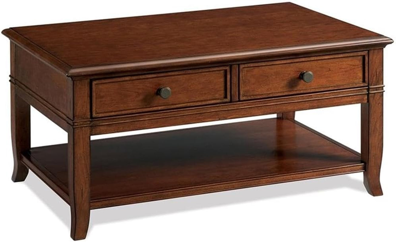 Contemporary Storage Coffee Table in Burnished Cherry