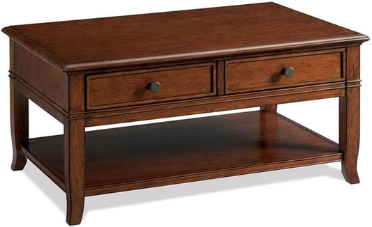 Contemporary Storage Coffee Table in Burnished Cherry