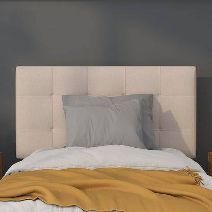 Bedford Box Stitch Tufted Upholstered Twin Size Headboard in Beige Fabric