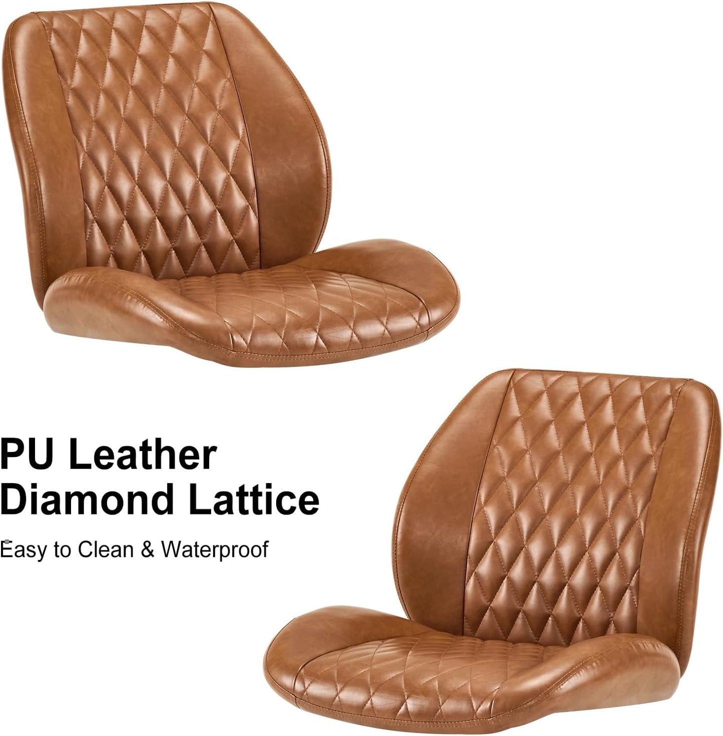 Home Office Desk Chair Office Rubber Casters Ergonomic Computer Chair with Lumbar Support Adjustable Height Rolling Swivel Executive Task Armrests Chair， Brown Leather