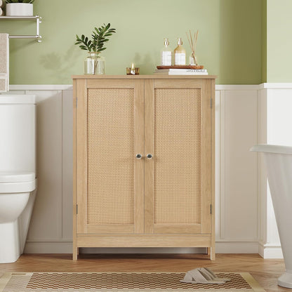 Storage Cabinet, Rattan Cabinet with Adjustable Shelf, for Living Room, Entryway, Kitchen, Home Office, Nature