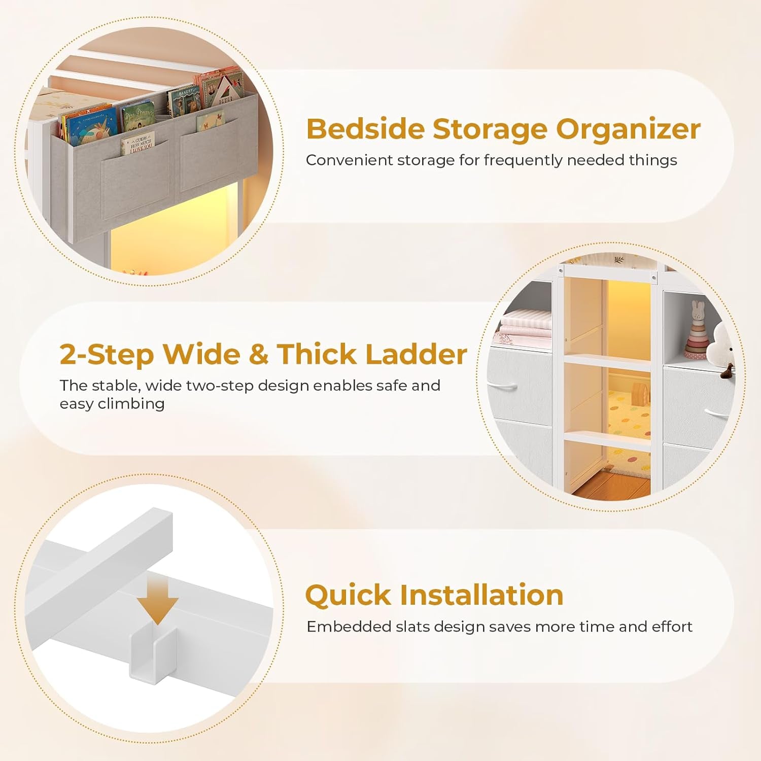 Low Loft Bed Twin Size with 8 Storage Drawers, Twin Loft Bed with Bookcase and LED Lights, Metal Kids Loft Bed with 14" H Safety Guardrail, Under-Bed Play Space, No Box Spring Needed, White