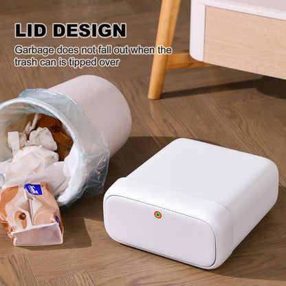 Bathroom Small Trash Can with Lid,10L / 2.7 Gallon Slim Garbage Bin Wastebasket with Press Top Lid for Bedroom,Rv,Office,Kitchen,Craft Room