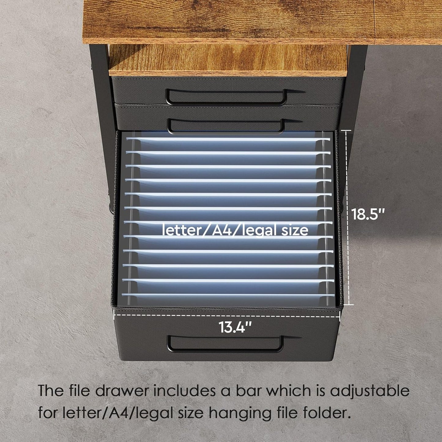 Home Office Desk with Drawers Adjustable Shelves, 59 Inch Writing Desk with File Cabinet, Large Computer Desk with Storage, Rustic Brown