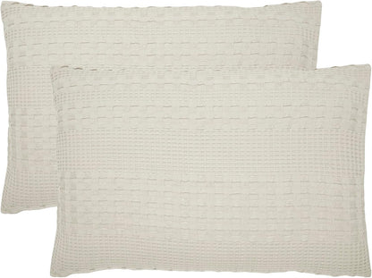 100% Cotton Waffle Weave Natural King Size Sham Set of 2 20X36, Decorative Throw Pillow Covers/Shams, Boho Farmhouse Bedroom Decor