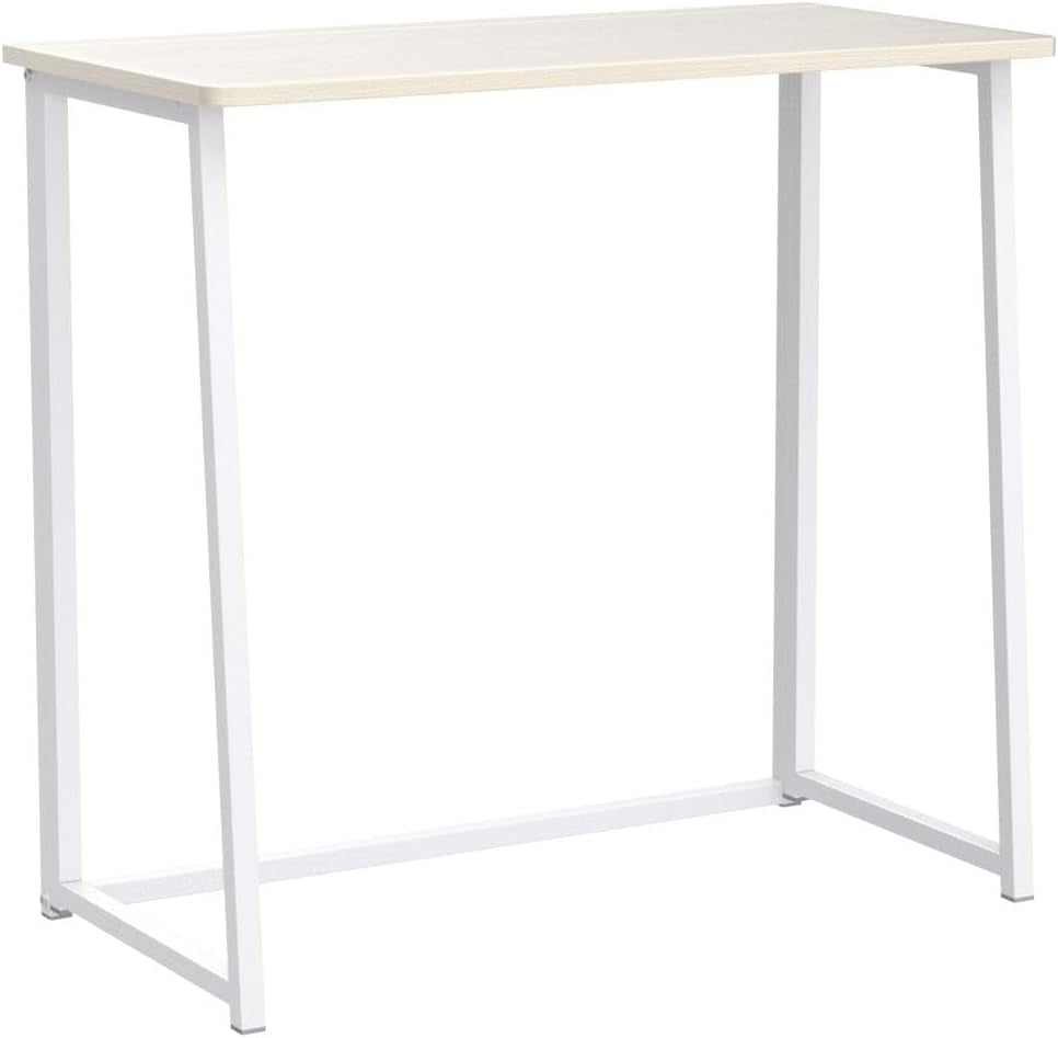 Folding Desk, Small Foldable Desk 31.5" for Small Spaces, Space Saving Computer Table Writing Workstation for Home Office, Easy Assembly, Oak