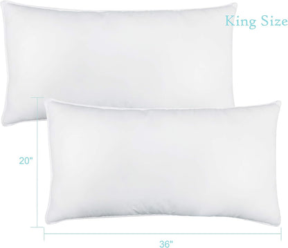 Bed Pillow King Size Set of 2, Shams Insert 20 X 36 Inch, down Alternative Cooling Pillows for Stomach, Side or Back Sleeper