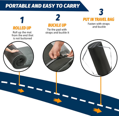Memory Foam Camping Mattress Pad, Certipur-Us Sleeping Mat, Portable Roll up Mattress for Adults, Camping Bed Pads for Sleepover, Car Bed with Travel Bag
