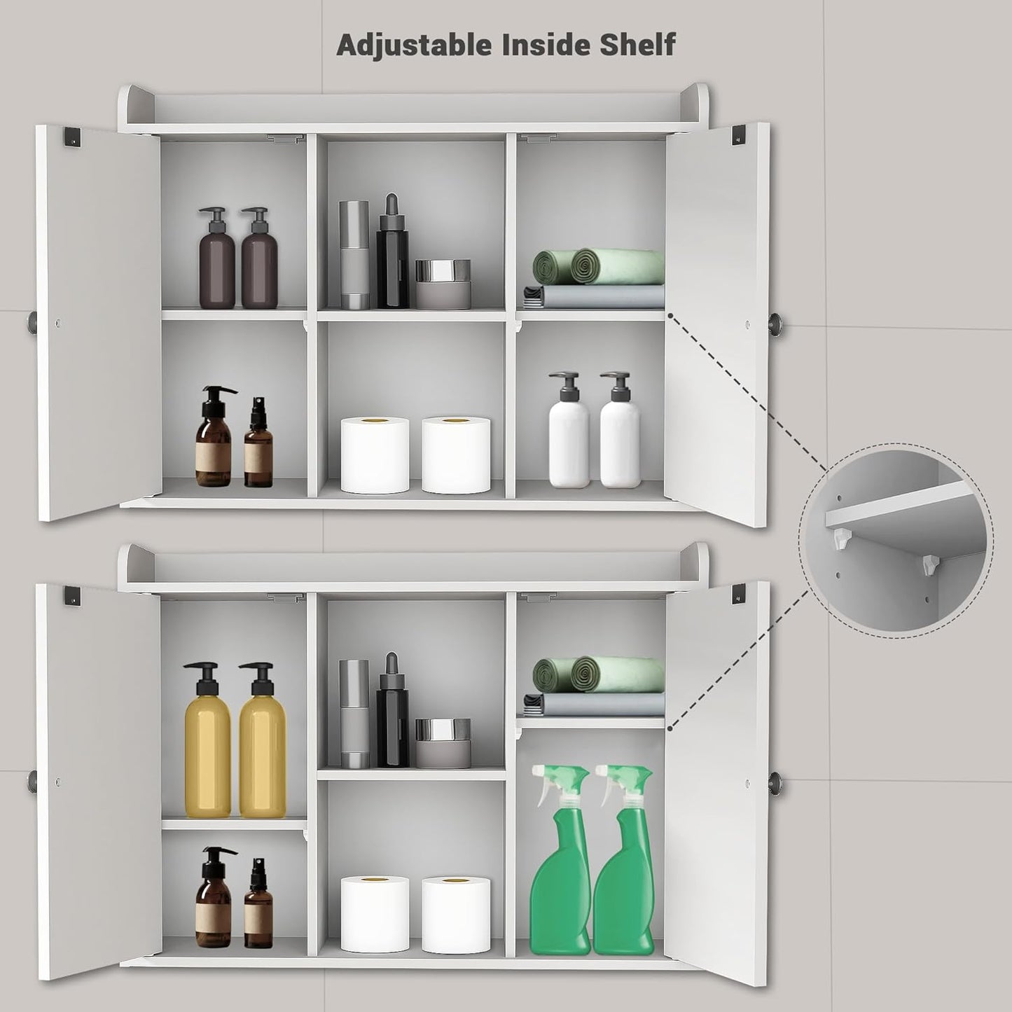 Over the Toilet Storage Cabinet: Farmhouse Storage Cabinet over Toilet with 2 Barn Door & Toilet Paper Holder Stand, Home Space-Saving Toilet Rack, for Bathroom, Restroom, Laundry