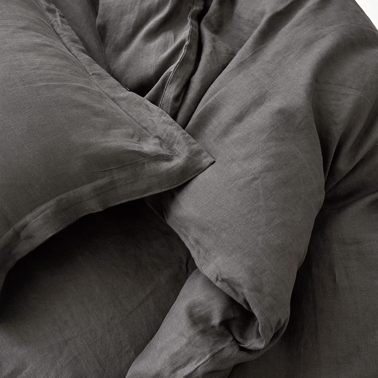 100% Linen Pillow Case King Size Set of 2, Dark Grey Pillow Covers with Overlap Closure, Luxury Breathable Pillowcases Protectors Suitable for All-Season (20" X 36", Dark Grey)