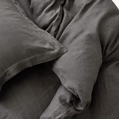 100% Linen Pillow Case King Size Set of 2, Dark Grey Pillow Covers with Overlap Closure, Luxury Breathable Pillowcases Protectors Suitable for All-Season (20" X 36", Dark Grey)