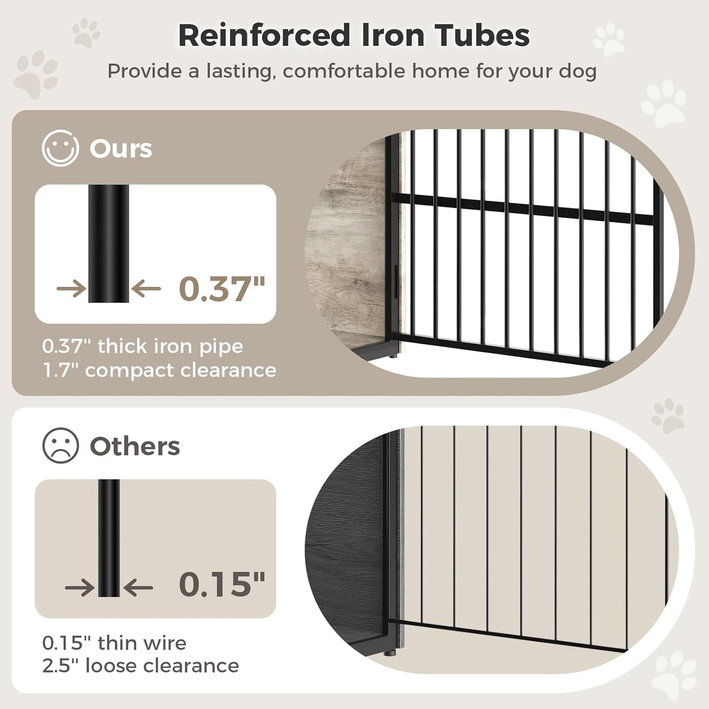48'' XXL Dog Crate Furniture with Rotating Feeder, Large Wooden Crate End Table, Heavy Duty Indoor Kennel Cage for Medium to Large Dogs, Grey