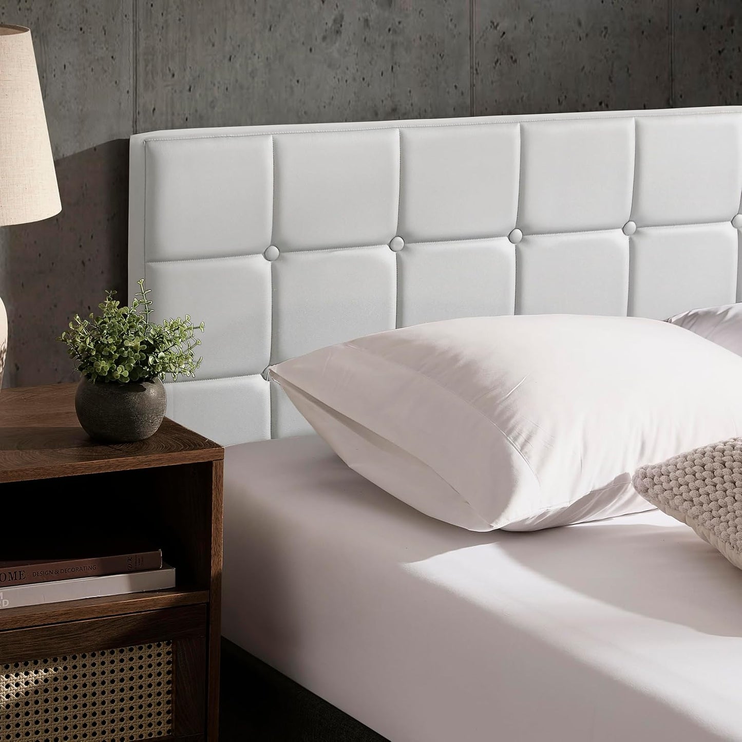 Twin Headboard Only, Button Tufted Headboards, Upholstered Bed Headboard, Wall Mounted, Adjustable Height 34”-42”, Modern Headboard Twin Size, White