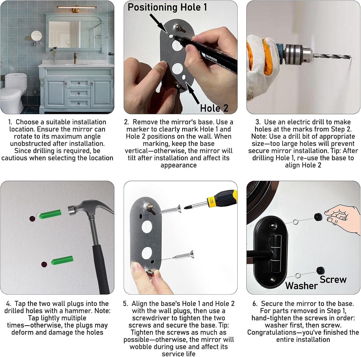 Wall Mounted Makeup Mirror with Magnification, 30X Magnifying Mirror for Wall, Bathroom Mirror for Shaving, Vanity Mirror Wall Mounted for Daily Use, 8 Inch