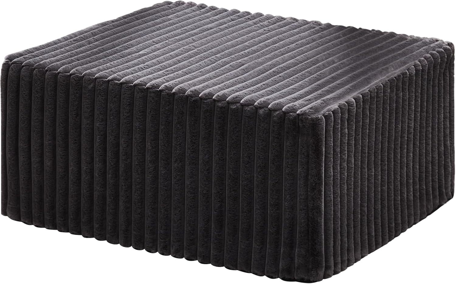 Rectangle Ottoman Memory Foam Footrest for Couch with Removable Cover Large Floor Seating for Adults Ottoman Coffee Table for Living Room, Bedroom or Office (Strip Grey, Footrest)