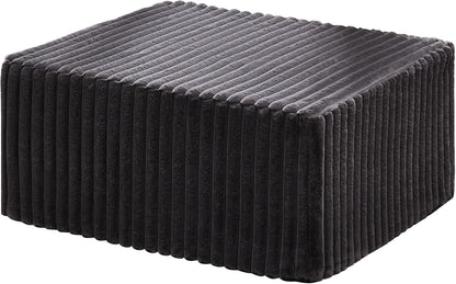 Rectangle Ottoman Memory Foam Footrest for Couch with Removable Cover Large Floor Seating for Adults Ottoman Coffee Table for Living Room, Bedroom or Office (Strip Grey, Footrest)
