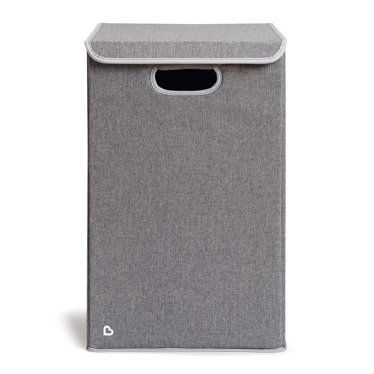 Grey collapsible kids laundry hamper with lid, view 5