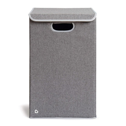 Grey collapsible kids laundry hamper with lid, view 5