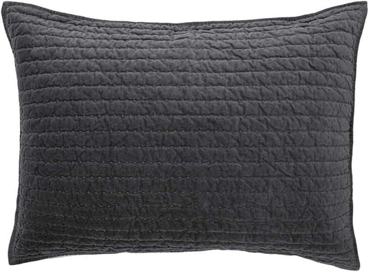Bed Pillow Sham Royal Cotton Velvet Pic-Stitch Standard Pillow Sham - 20'' X 26'', Grey, 1 Piece