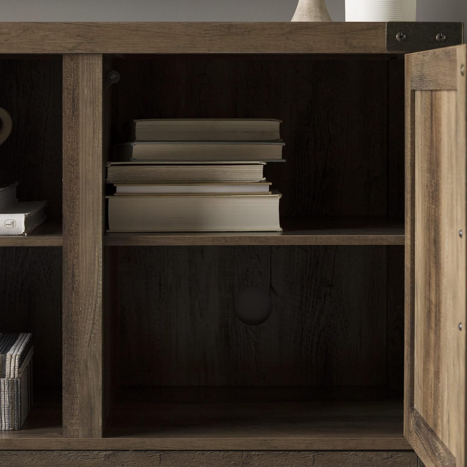 Georgetown Modern Farmhouse Double Barn Door TV Stand for Tvs up to 65 Inches, 58 Inch, Rustic Oak