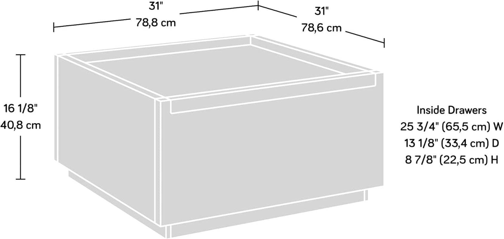 Manhattan Gate Modern Square Coffee Table, Blaze Acacia Finish