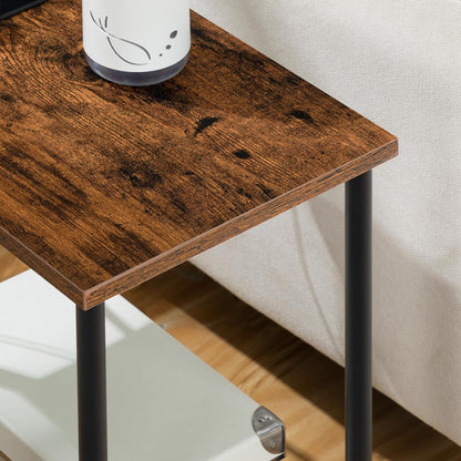 Side Table with Charging Station, End Table with USB Port and Outlet, Nightstand with 2-Layer Storage Shelves for Small Spaces, Living Room, Bedroom, Stable Frame, Rustic Brown BF09UBZ01