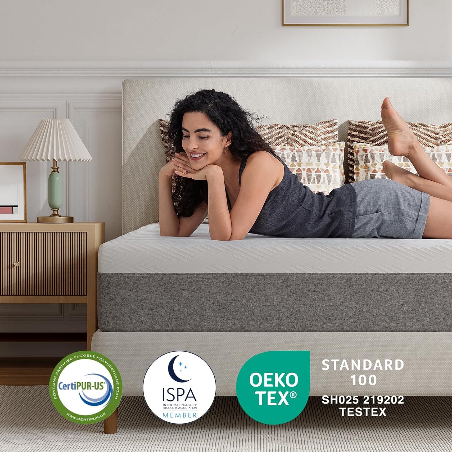 10 Inch Twin XL Gel Memory Foam Mattress in a Box, Back Pain Relief & Body Support, Grey, Certipur-Us Certified