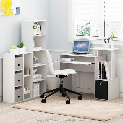 LUDER Book Shelf, 5-Cube Bookshelf, Reversible Bookcase, 9.4 X 19.5 X 31.5, Easy Assembly, for Living Room, Bedroom, Home Office, White