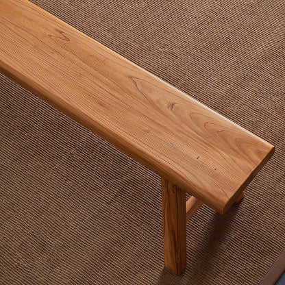 Small Farmhouse Wooden Bench Indoor - 31.5 in Entryway Bench, Natural Solid Wood, Durable and Sturdy, Suitable for Dining Room, Bedroom, Porch and Other Narrow Spaces